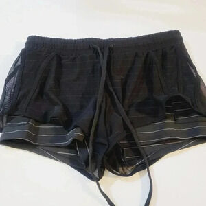 Salty Honey Women's Striped Shorts Elastic Waist with Drawstring Black/White Siz